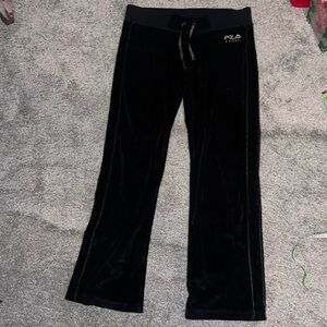Fila black velvet flared sweatpants size small